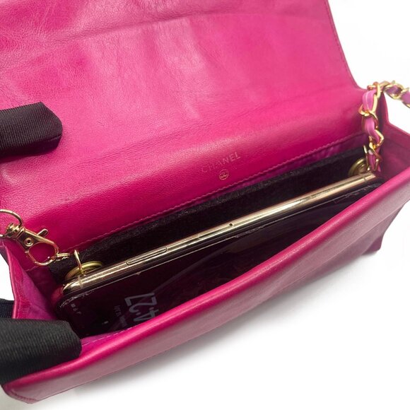 CHANEL Caviar Classic Leather Wallet Chain Flap Pink Purse Crossbody WOC - Picture 13 of 16